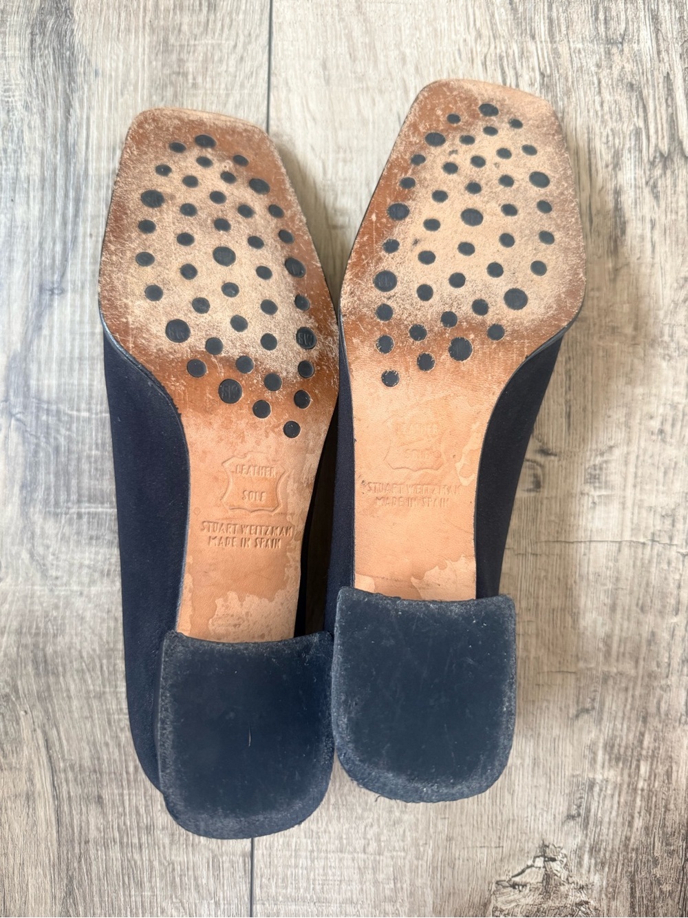 Vintage Stuart Weitzman Stretch Fabric Square Toe Heels Size 7 - Picture 5 of 8
